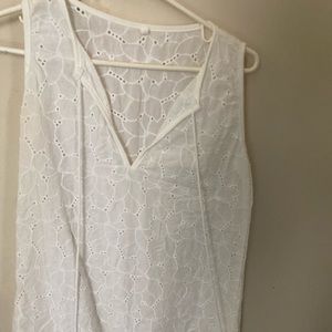 white embroidery see through tassel top